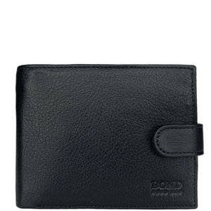 Шкіряне портмоне з кишенею для купюр на блискавці Bond NON 523-1 чорне, Чорний