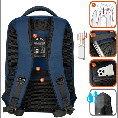Рюкзак с отделением для ноутбука 15,6" Tucano Luna Gravity AGS BKLUN15-AGS-B синий