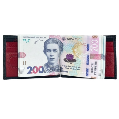 Зажим для денег на магните Karya из натуральной кожи 1-0902-45/46 черный с красным, Черный внутри красный
