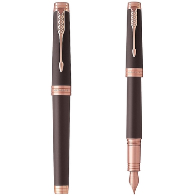 Перьевая ручка Parker Premier 17 Soft Brown PGT FP F 80 211 Коричневый/Розовое золото