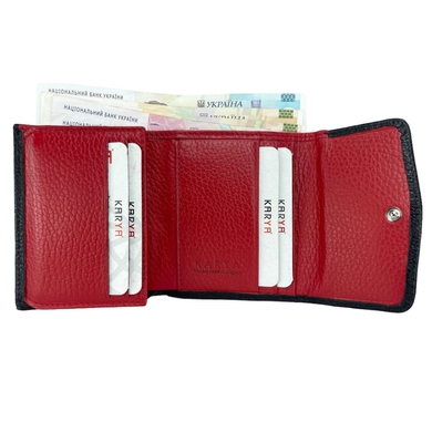 Жіночий гаманець Karya з натуральної шкіри 2020-45/46 чорний з червоним