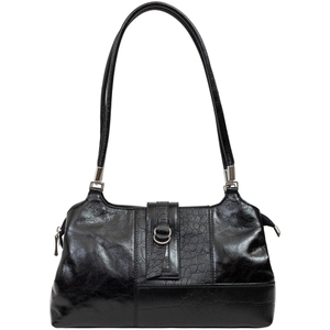 Женская сумка из натуральной итальянской кожи Mattioli 020-05C черная азалия с омбиком, Черный