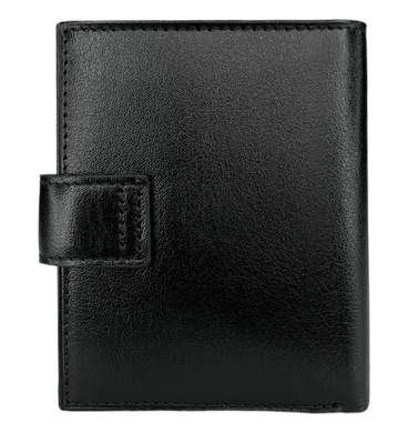 Шкіряне портмоне на кнопці Tergan з гладкої шкіри TG1623 чорного кольору, Чорний