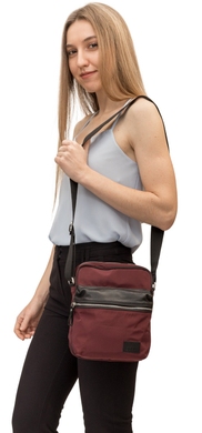 Жіноча текстильна сумка Vanessa Scani з натуральною шкірою V026 бордового кольору, Бордовий