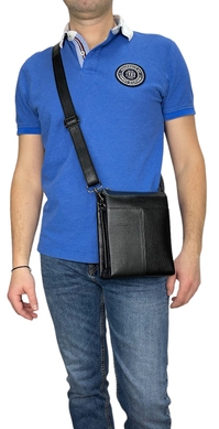 Мужская кожаная сумка Karya на молнии KR0266-45 черного цвета