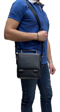 Чоловіча сумки Bond NON з натуральної телячої шкіри 1054-1170 темно-синього кольору