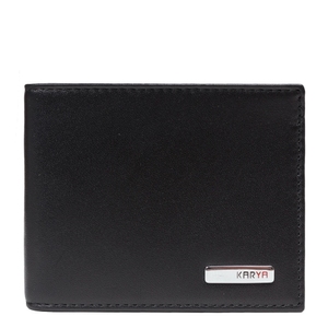 Мужское карманное портмоне из натуральной кожи Karya 0905-1 черное, Черный