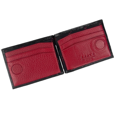 Зажим для денег на магните Karya из натуральной кожи 1-0902-53 черный с красным, Черный с красным внутри