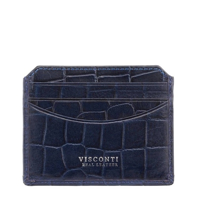 Кожаная кредитница Visconti Croco Scale CR90 Blue, Натуральная кожа, Под кожу крокодила, Синий