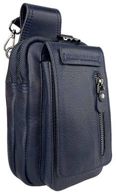 Кожаная поясная сумка Tony Bellucci с петелькой на ремень TB5254-49 темно-синяя, Темно-синий
