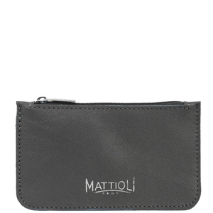 Кожаная ключница на молнии Mattioli 082-20C серого цвета