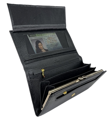 Шкіряний гаманець Eminsa з монетницею на "поцілунку" ES2009-18-1 чорний