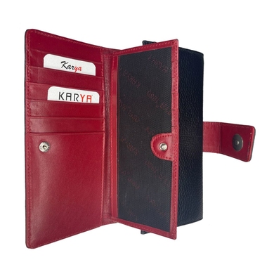 Жіночий гаманець Karya з натуральної шкіри 1184-45 чорний усередині червоний