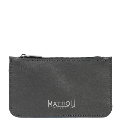 Шкіряна ключниця на блискавці Mattioli 082-20C сірого кольору