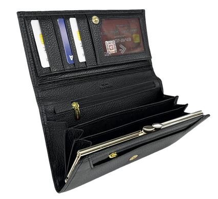 Кожаный кошелек Eminsa с монетницей на "поцелуйчике" ES2009-18-1 черный