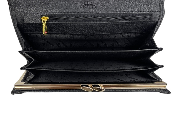 Кожаный кошелек Eminsa с монетницей на "поцелуйчике" ES2009-18-1 черный