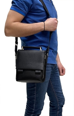 Мужская сумка Bond NON из натуральной телячьей кожи 1054-281 черного цвета