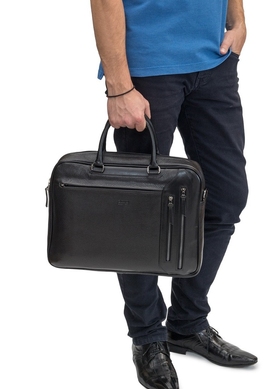 Мужская сумка-портфель Bond NON из натуральной телячьей кожи 1095-281 черная