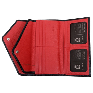 Кожаный женский кошелек Karya 1115-45-1 черный внутри красный