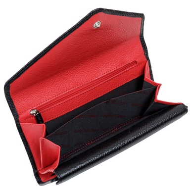 Кожаный женский кошелек Karya 1115-45-1 черный внутри красный