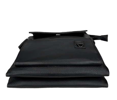Чоловіча шкіряна сумка Karya на блискавці KR0273-554 чорного кольору