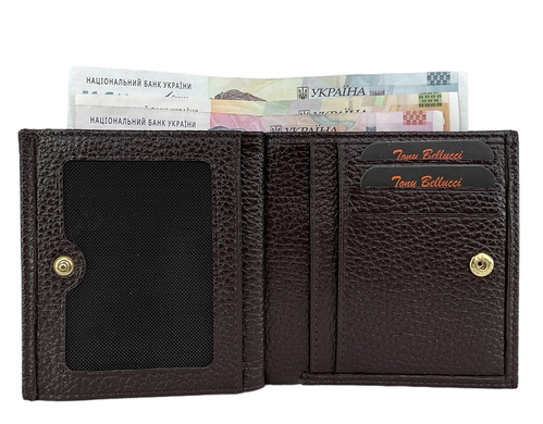 Малий шкіряний гаманець Tony Bellucci на кнопці TB893-286 коричневий