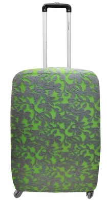 Чехол защитный для среднего чемодана из неопрена Жаккард Узор салатовый M 8002-0410, 800-серо-салатовый