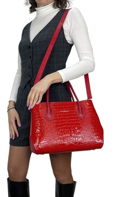 Жіноча сумка на блискавці Karya лакована KR2469-08-1 червоного кольору, Червоний