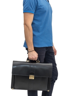 Чоловічий портфель з натуральної італійської шкіри Mattioli 353-04C чорний