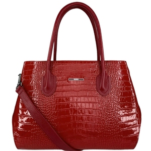 Женская сумка на молнии Karya лакированная KR2469-08-1 красного цвета, Красный