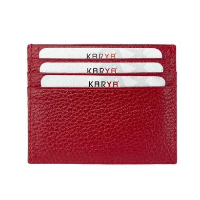 Кожаная кредитница Karya 0041-46 красного цвета, Натуральная кожа, Зернистая, Красный