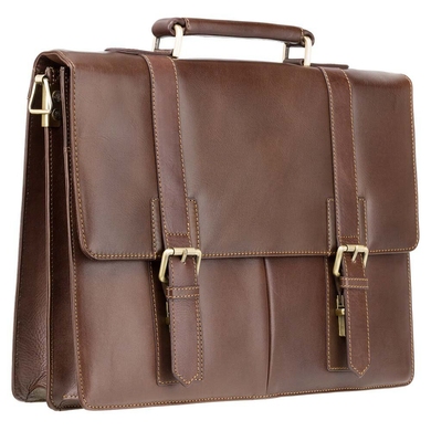 Чоловічий портфель з натуральної шкіри Visconti Vintage Bennett VT6 коричневий