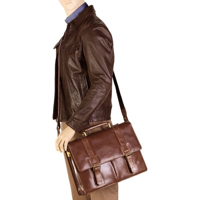 Чоловічий портфель з натуральної шкіри Visconti Vintage Bennett VT6 коричневий