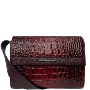 Малая женская сумка Karya из натуральной кожи 2375-545 бордовая с баклажановым, Бордо с баклажаном