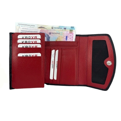 Жіночий гаманець з натуральної шкіри Karya 1192-45/46 чорний з червоним усередині
