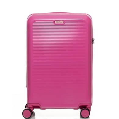 Валіза V&V Travel Pink & Orange із полікарбонату на 4-х колесах PC023-55 (мала), PC023-Pink