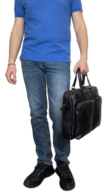 Чоловіча ділова сумка на блискавці Tony Bellucci з гладкої шкіри TB5241-1 чорна