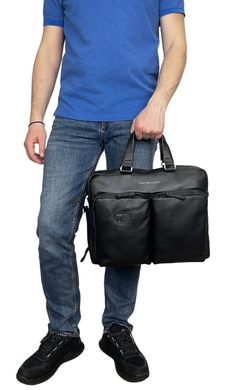 Чоловіча ділова сумка на блискавці Tony Bellucci з гладкої шкіри TB5241-1 чорна