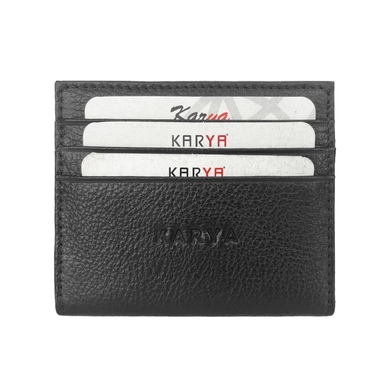 Шкіряна кредитниця на магніті Karya 0020-45 чорного кольору, Натуральна шкіра, Зерниста, Чорний