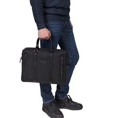 Мужская сумка-портфель The Bond из натуральной кожи 1149-50 черная