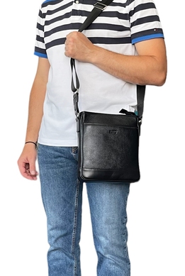 Мужская сумка через плече Bond NON из натуральной кожи 1445-281 черная