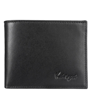 Чоловіче кишенькове портмоне Karya 0905-1-1 з натуральної шкіри чорного кольору, Чорний