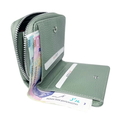 Невеликий гаманець з натуральної шкіри Karya 2012-026 світло-оливкового кольору