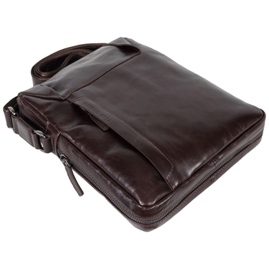 Чоловіча сумка The Bond з розширенням з натуральної гладкої шкіри 1157-4 коричнева