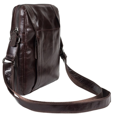 Мужская сумка The Bond с расширением из натуральной гладкой кожи 1157-4 коричневая