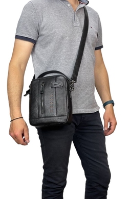 Мужская сумка на молнии Karya из натуральной кожи 0901-45 черного цвета