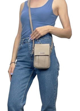 Жіноча вертикальна сумка Karya з натуральної шкіри 2385-50 бежевого кольору, Бежевий
