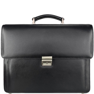 Мужской кожаный портфель Karya на два отдела KR0144-45 черного цвета