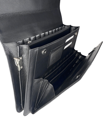 Чоловічий шкіряний портфель Karya на два відділи KR0144-45 чорного кольору