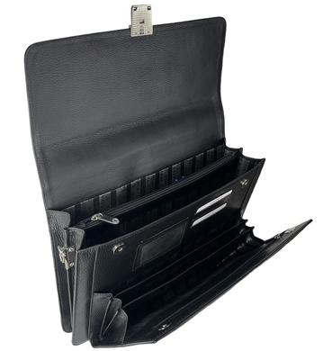 Мужской кожаный портфель Karya на два отдела KR0144-45 черного цвета
